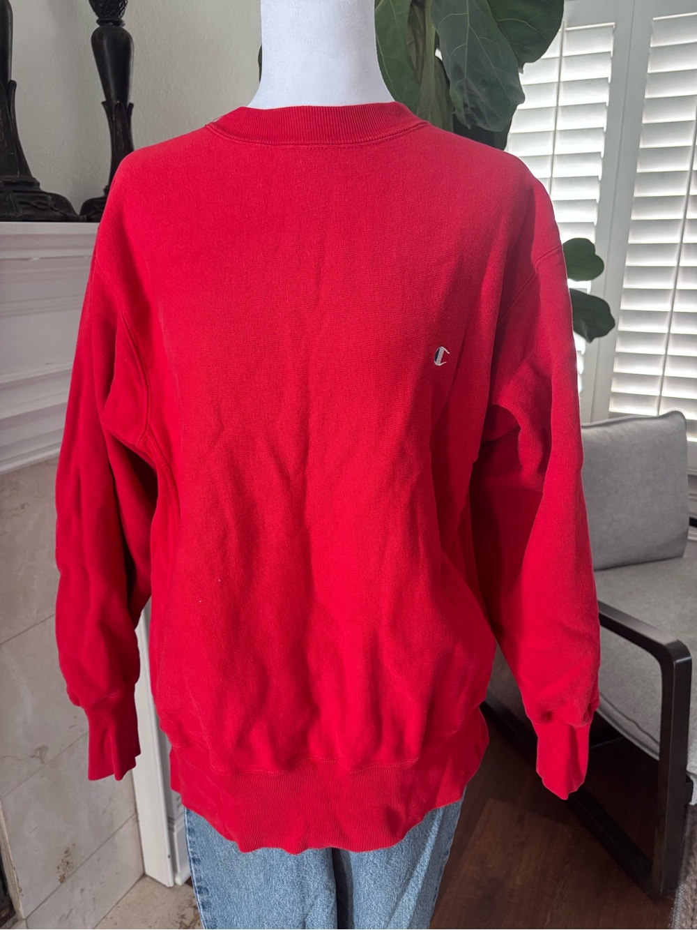 Vintage Champion Reverse Weave Red Crewneck Sweatshirt